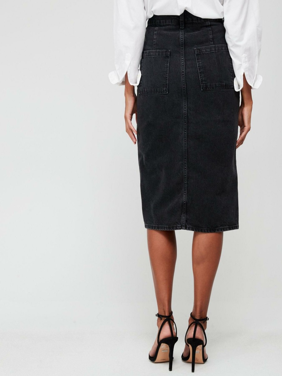 Clothing * | V By Very Premium Denim Midi Skirt