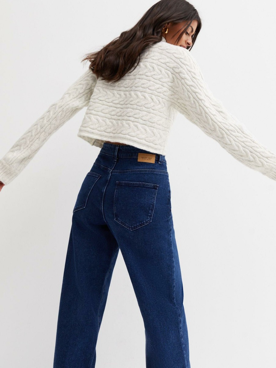 Clothing * | New Look Opening Sales Off White Cable Knit High Neck Crop Jumper