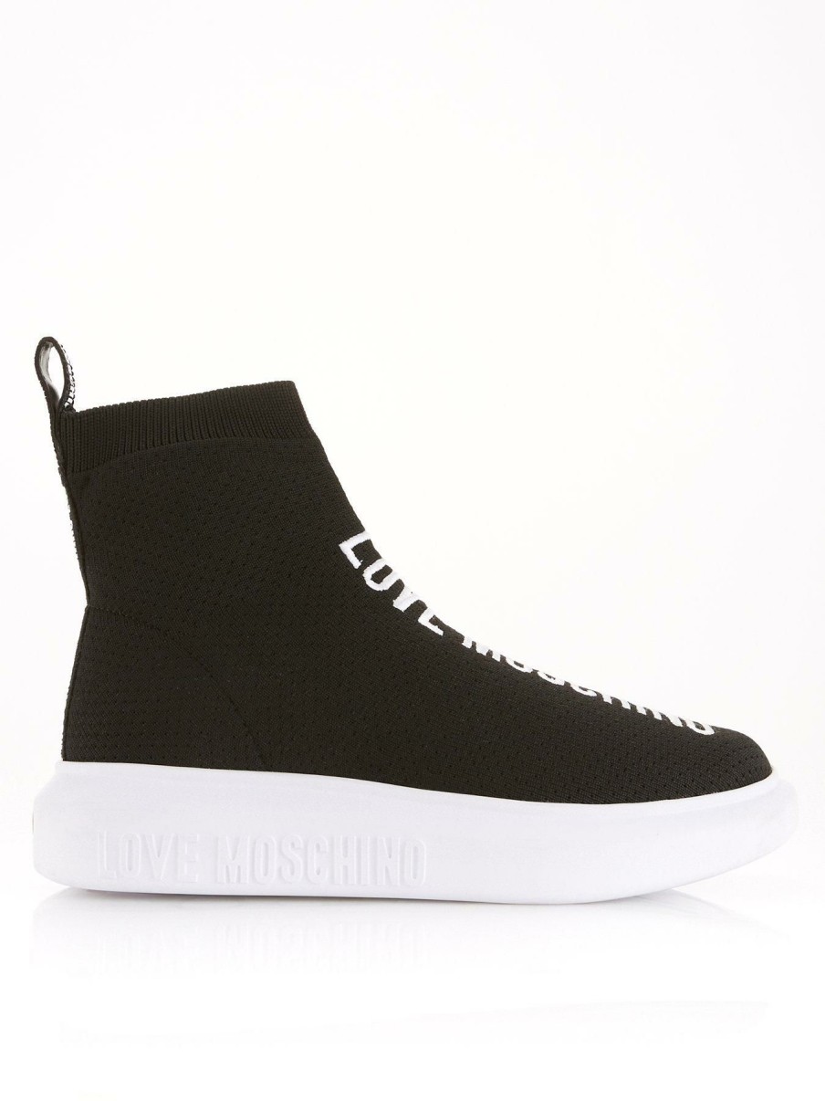 Shoes * | Love Moschino Premium Logo Sock Trainers Black