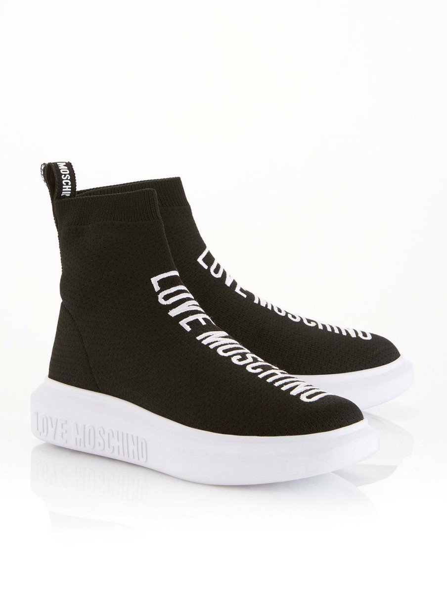 Shoes * | Love Moschino Premium Logo Sock Trainers Black