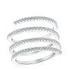 Accessories * | The Love Silver Collection Limited Edition Sterling Silver Rhodium Plated White Cz 1.5Mm Band Spiral Ring