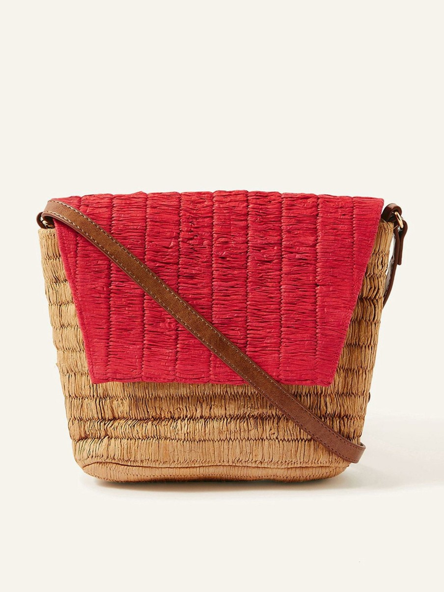 Accessories * | Monsoon Discounts Colour Block Straw Crossbody Bag Natural