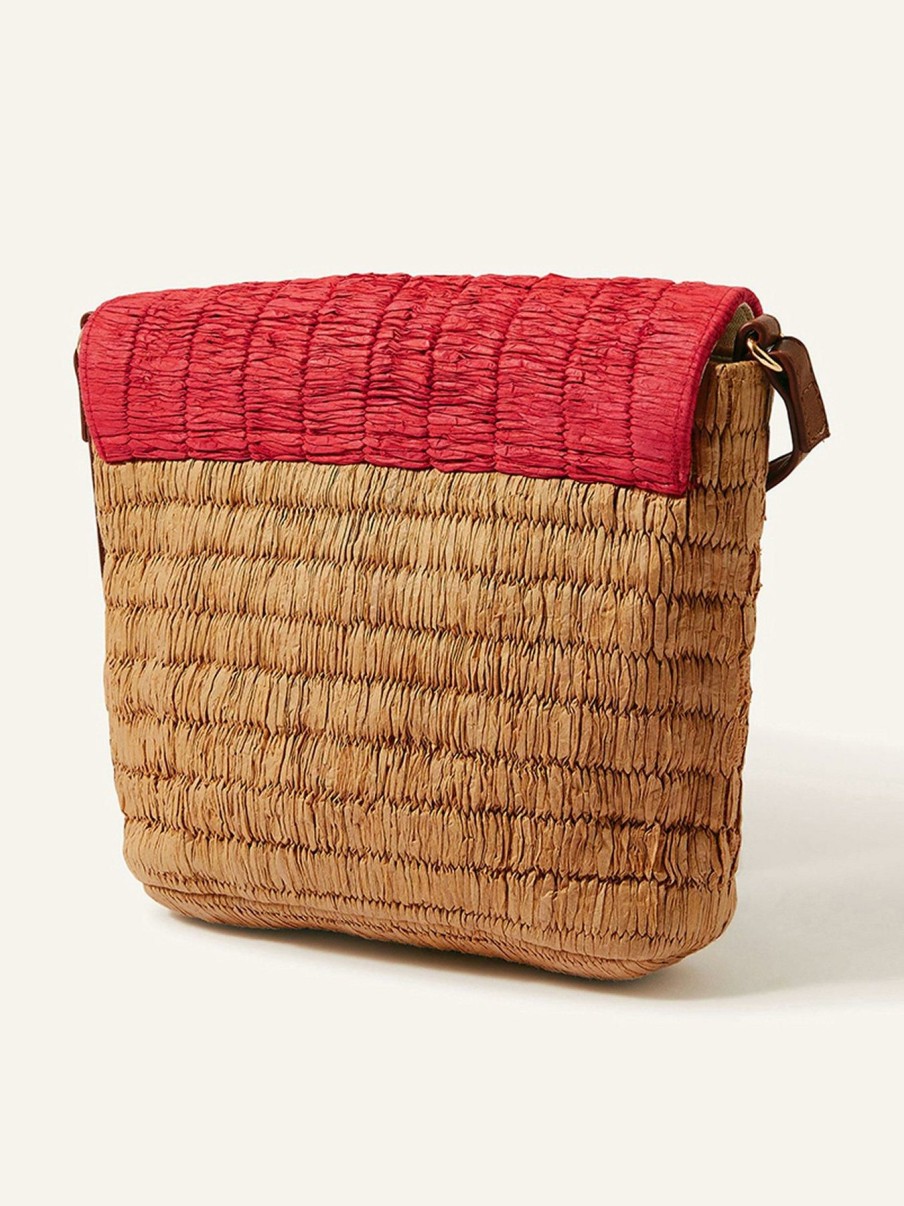 Accessories * | Monsoon Discounts Colour Block Straw Crossbody Bag Natural