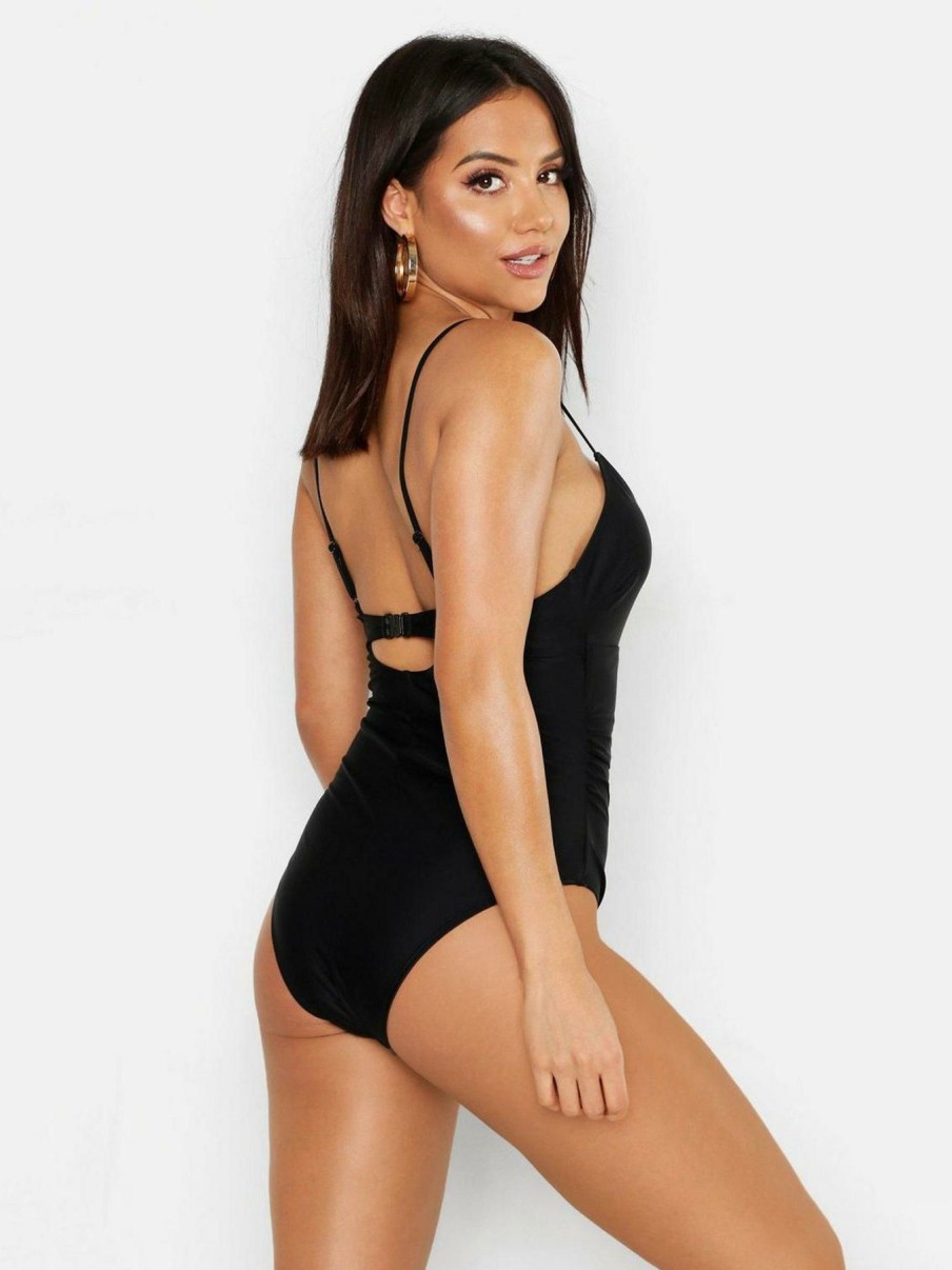 Clothing * | Boohoo Fashionable Control Key Hole Swimsuit Black