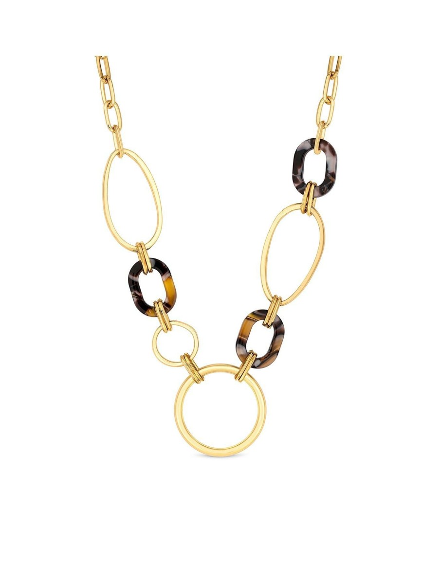 Accessories * | Mood Online Gold Tort Resin Chain Link Necklace Yellow Gold