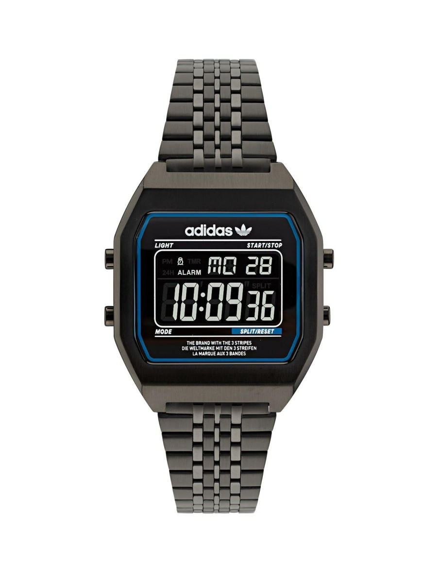 Accessories * | Adidas Discount Addidas Digital Two Stainless Steel Unisex Watch Black