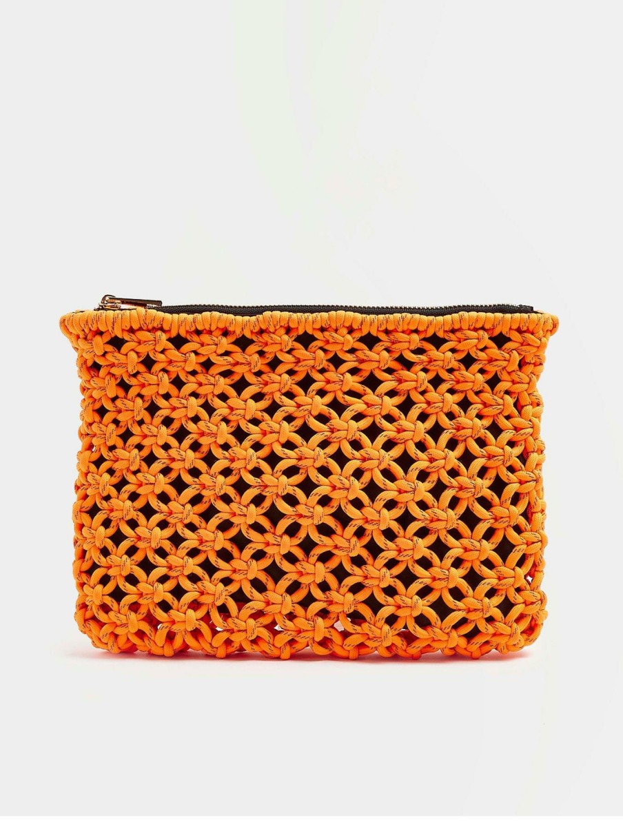 Accessories * | River Island Limited Edition Rope Detail Clutch Bag Orange