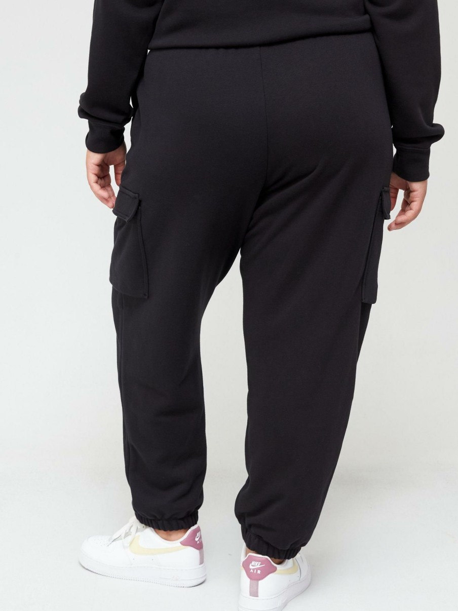 Clothing * | Nike Discount Club Fleece Mid Rise Cargo Joggers (Curve) Black