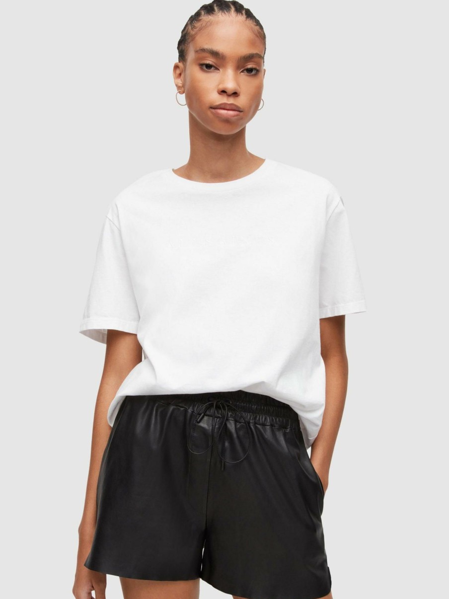 Clothing * | Allsaints Discount Pippa Embroidered Boyfriend T-Shirt White