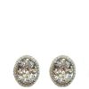 Accessories * | Buckley London Special Style The Flawless Collection Clear Oval Halo Stud Earrings Silver