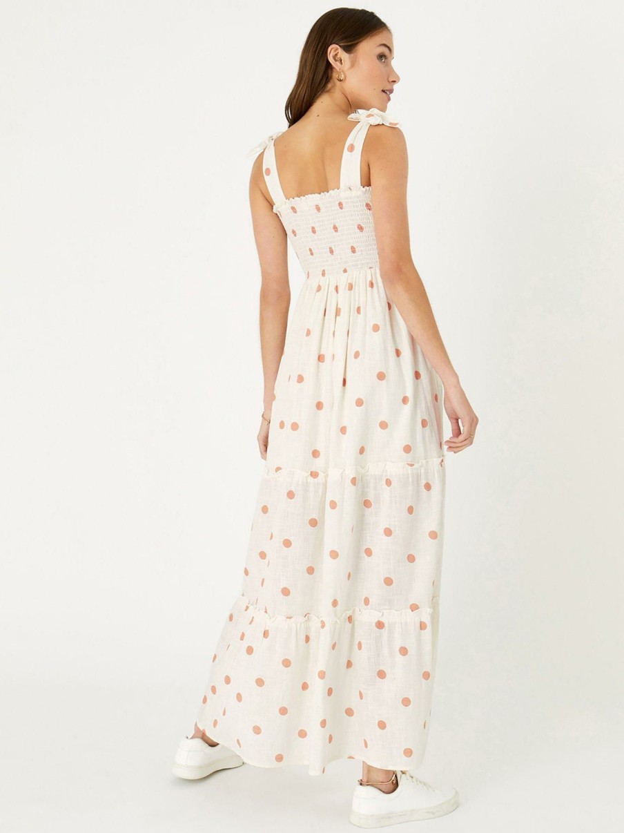 Clothing * | Accessorize Opening Sales Tan Spot Bandeau Maxi Dress