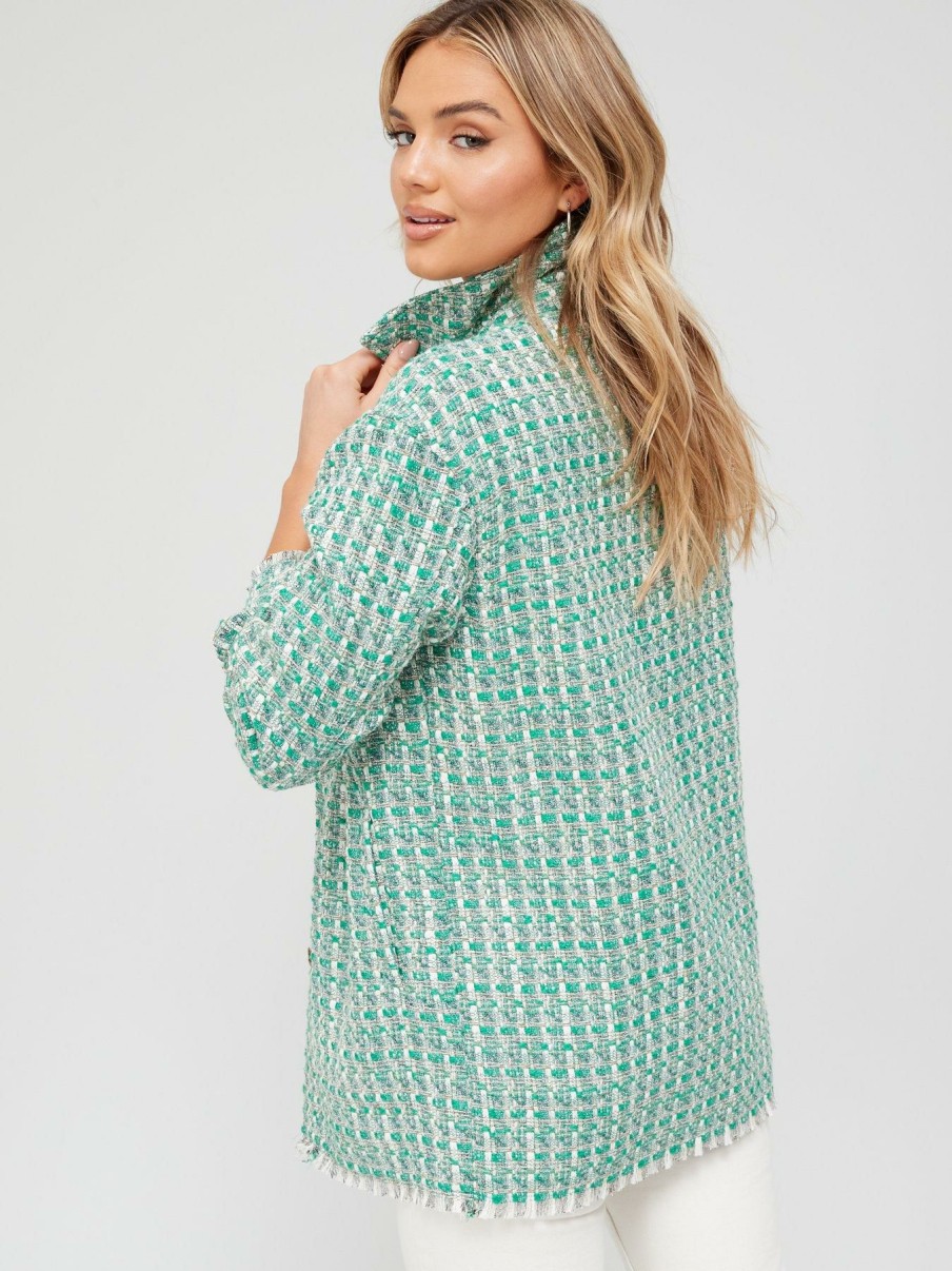 Clothing * | V By Very Limited Edition Textured Boucle Shacket Green