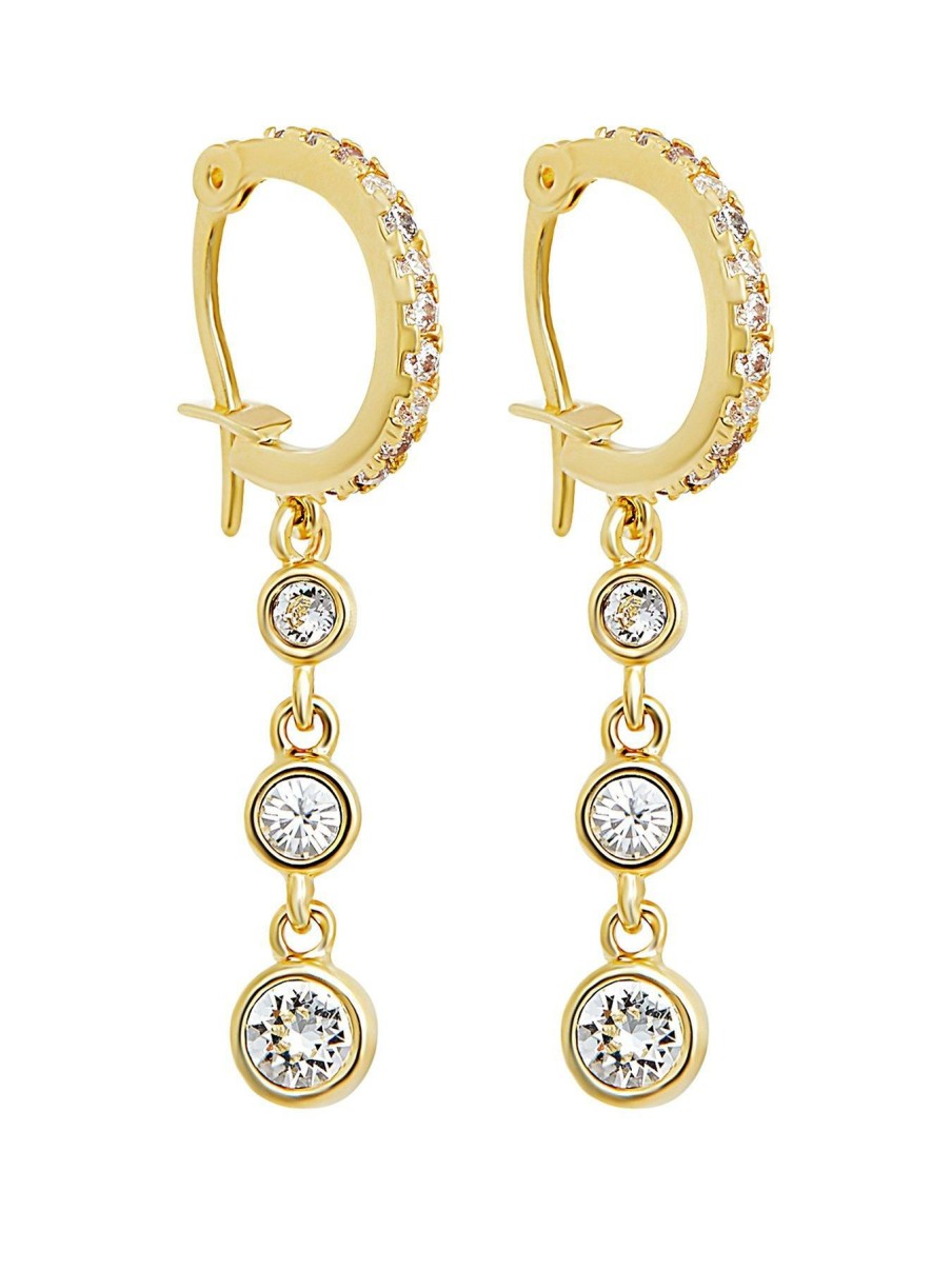 Accessories * | Jon Richard Discount Sale Gold Multi Stone Cubic Zirconia Earring Silver