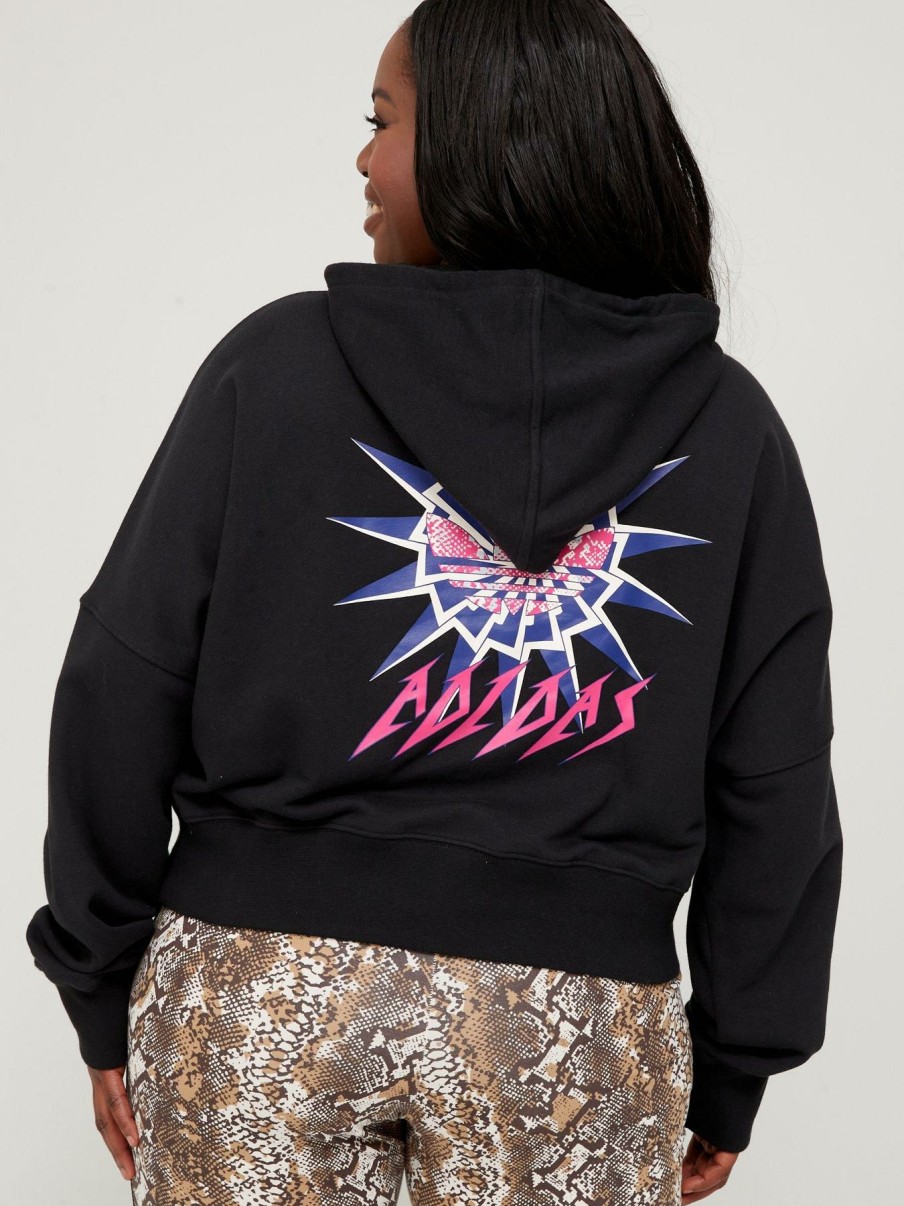 Clothing * | Adidas Originals Cheaper (Plus Size) Summer Rave Cropped Hoodie Black