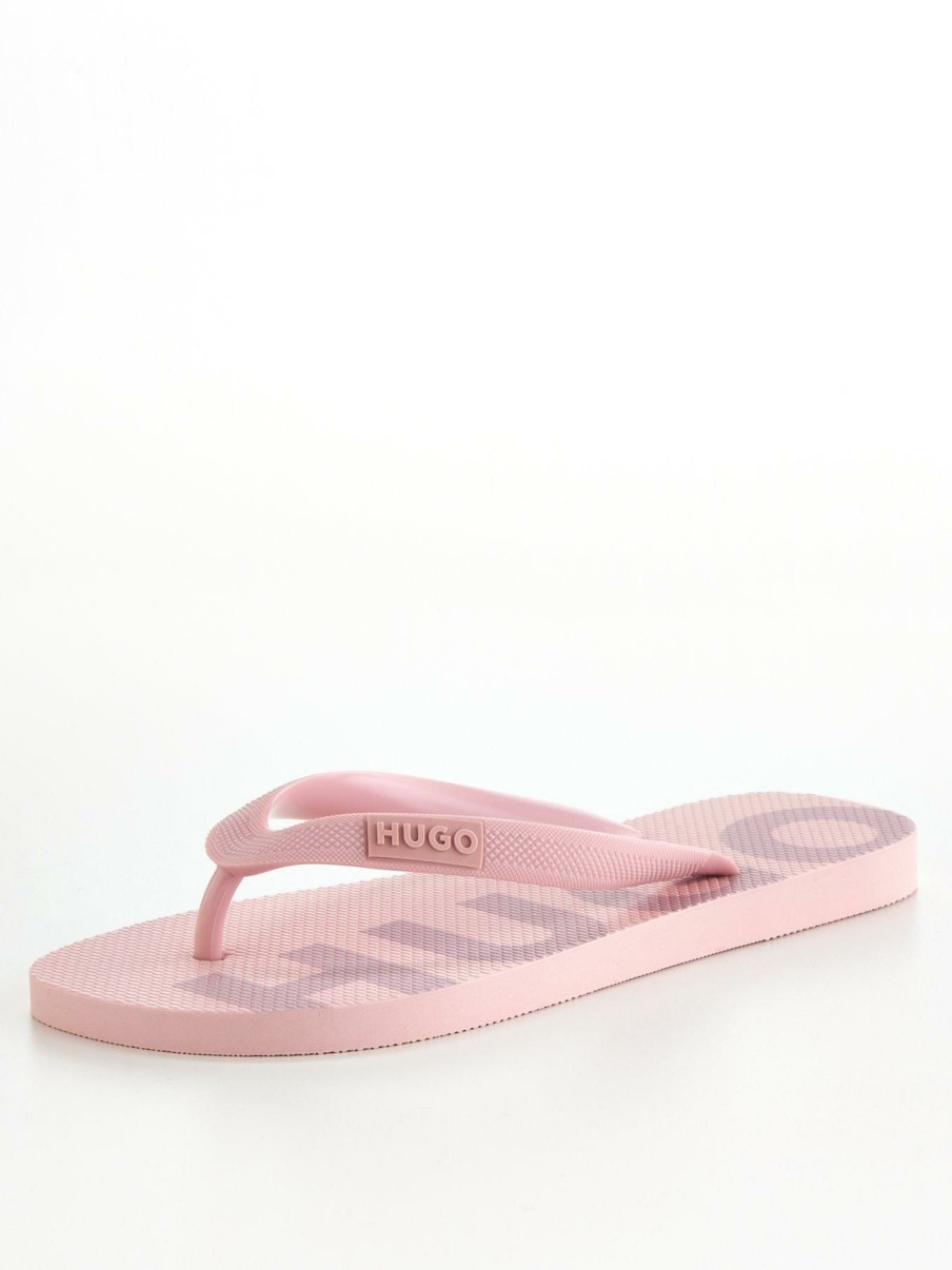 Shoes * | Hugo Best Choice Onfire Logo Thong Flip Flop Pink