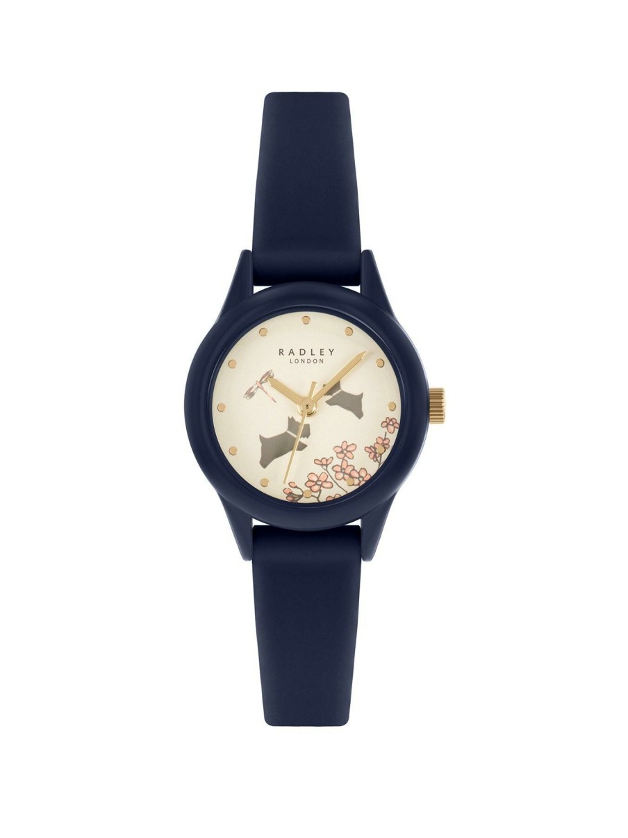 Accessories * | Radley Best Choice Ladies Ink Silicon Strap Floral Dog Dial Watch Ry21282 Gold