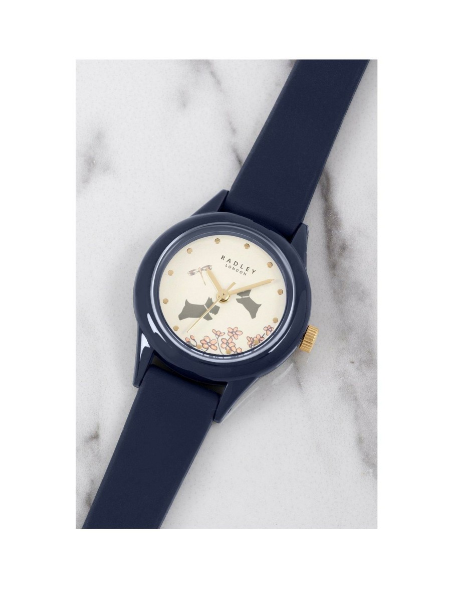 Accessories * | Radley Best Choice Ladies Ink Silicon Strap Floral Dog Dial Watch Ry21282 Gold