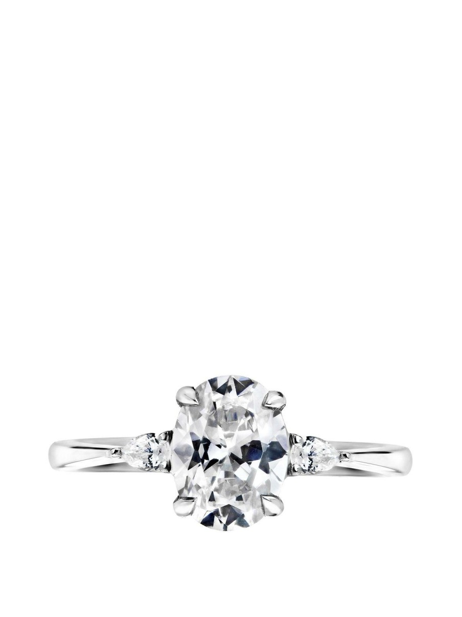 Accessories * | Premium Rebecca Created Brilliance 18Ct White Gold Oval And Pear 1Ct Lab Grown Diamond Ring