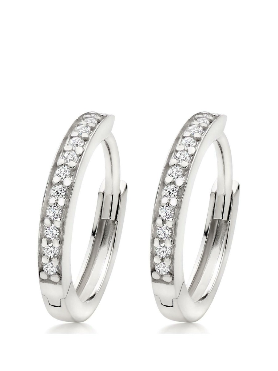 Accessories * | Beaverbrooks Cheaper Silver Cubic Zirconia Hoop Earrings One Colour