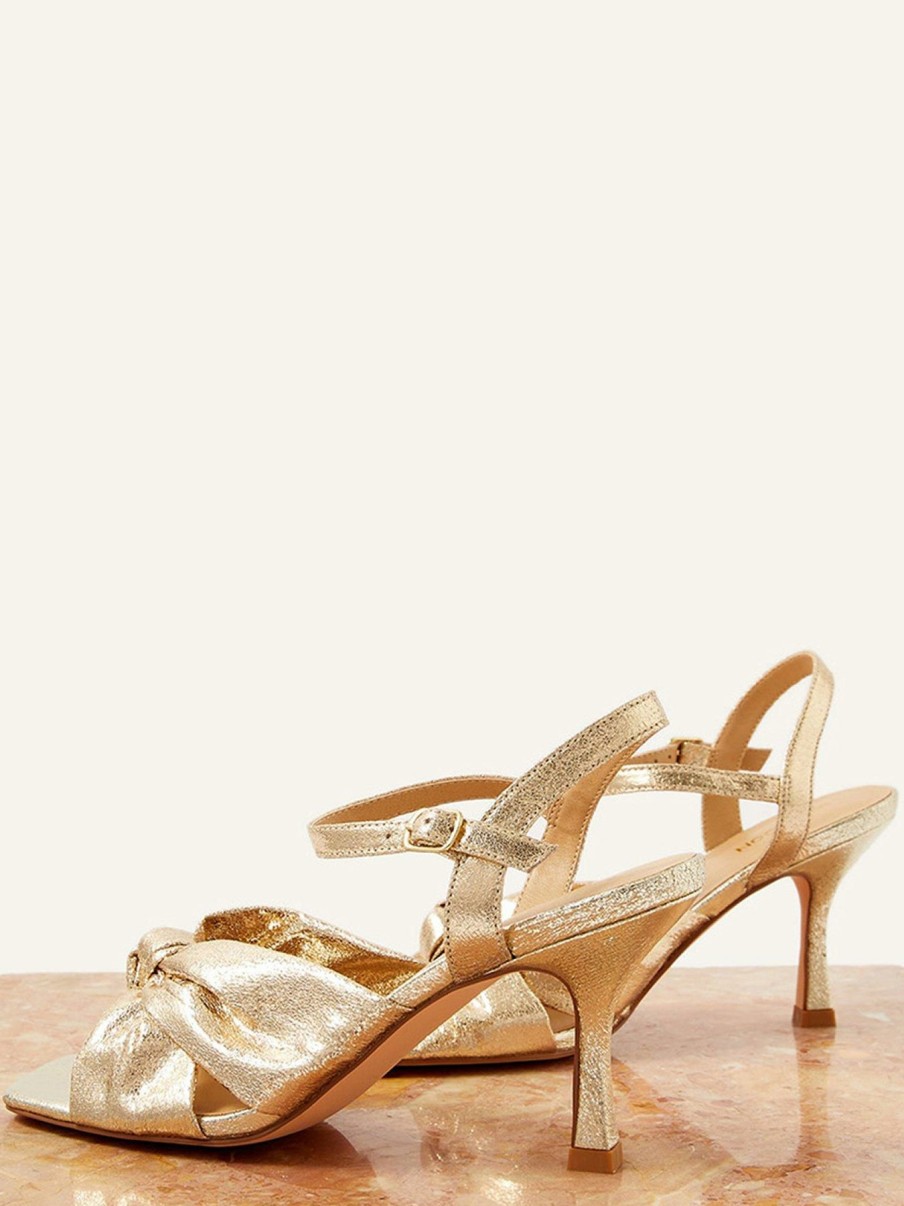 Shoes * | Monsoon Outlet Sale Knot Front Kitten Heel Sandal Gold