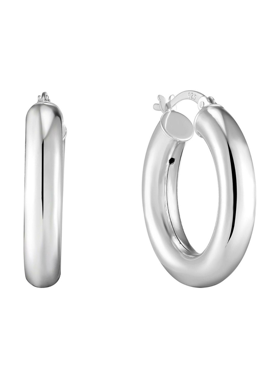 Accessories * | The Love Collection Outlet Sale Sterling 25Mm Round Hoops Silver