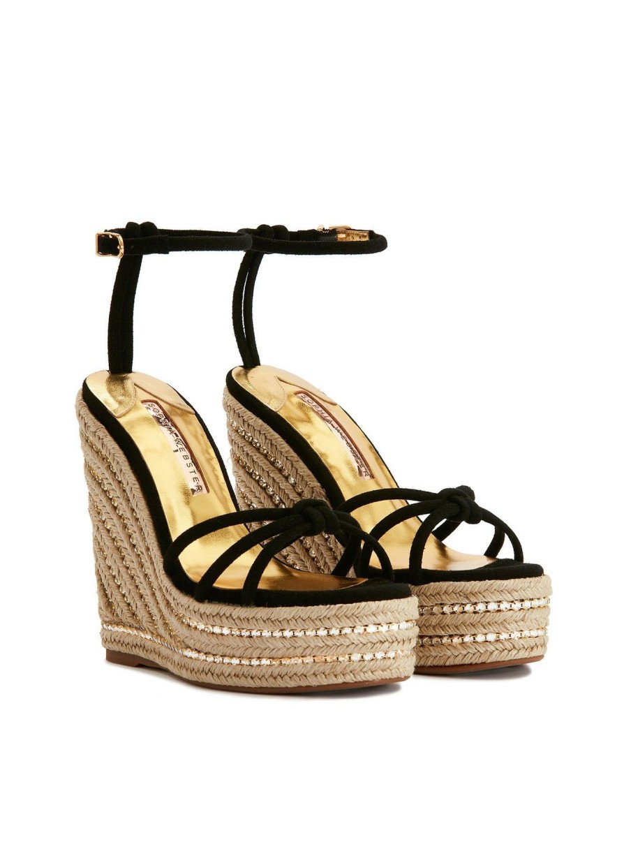 Shoes * | Sophia Webster Special Style Lucita Crystal Espadrille Wedges Black