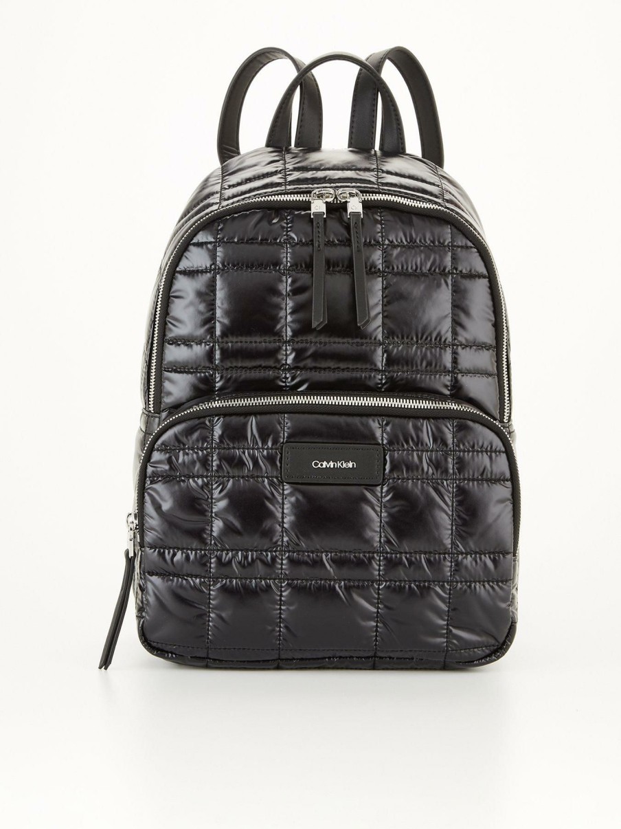 Accessories * | Calvin Klein Online Ck Must Nylon Quilted Backpack Black