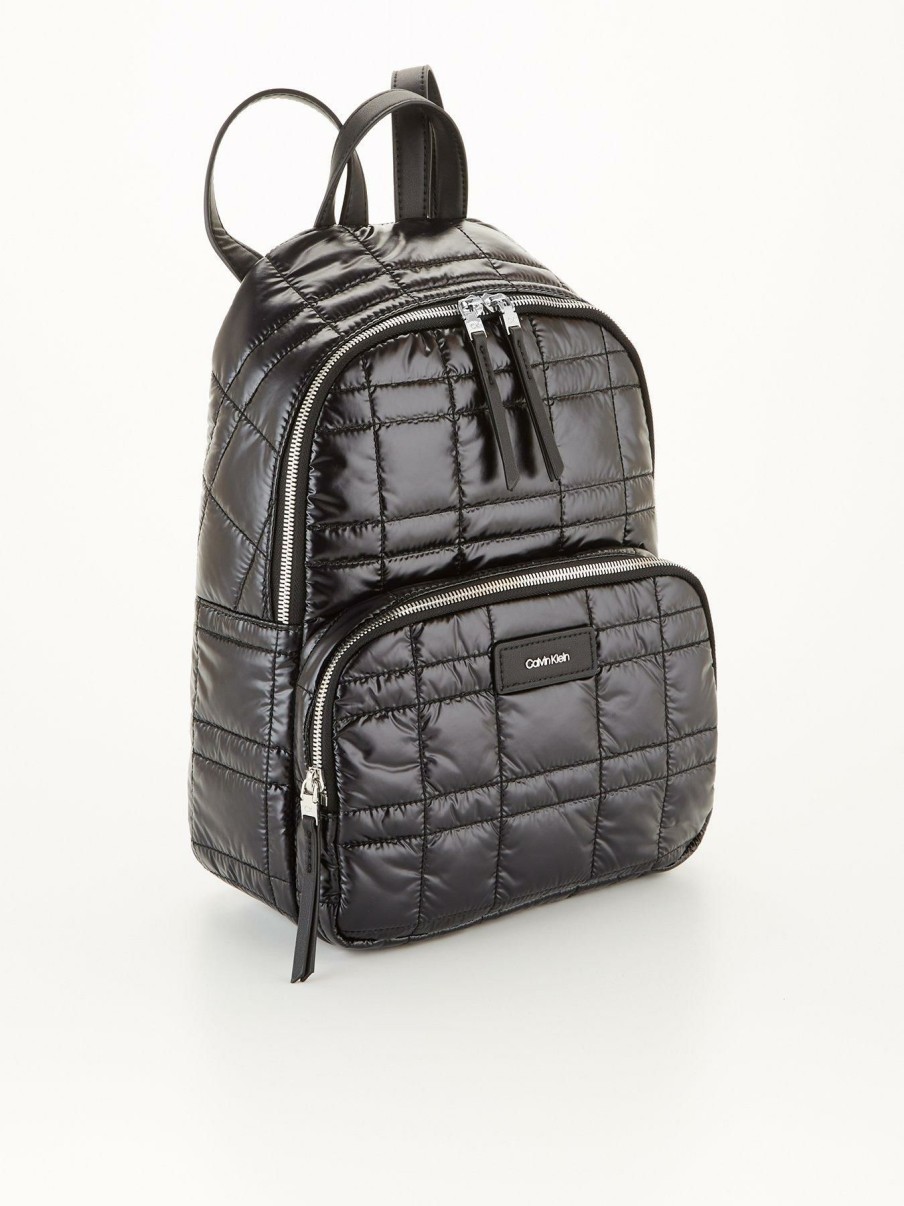 Accessories * | Calvin Klein Online Ck Must Nylon Quilted Backpack Black