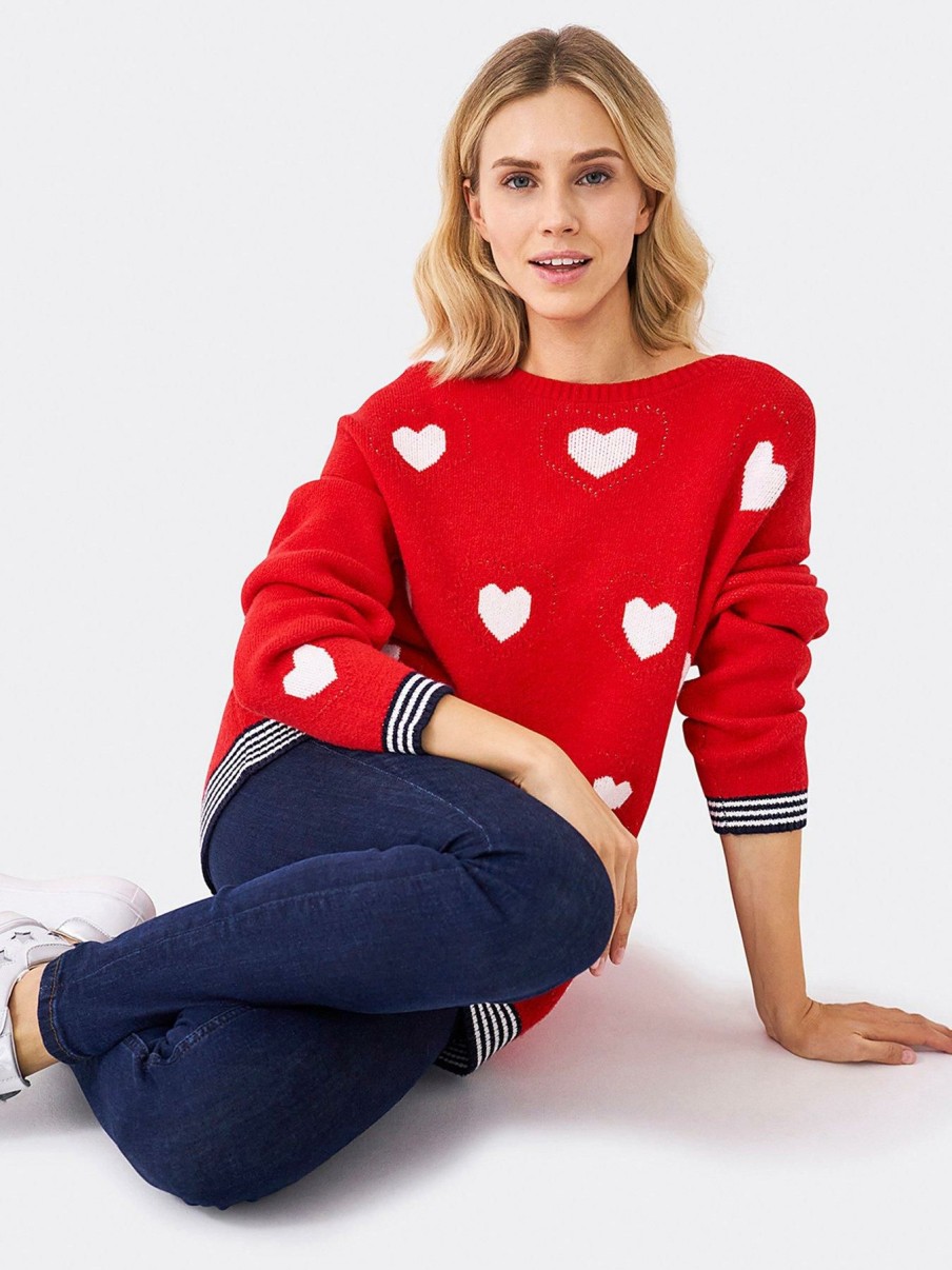 Clothing * | Crew Clothing Online Discount Kind Heart Jumper -Red