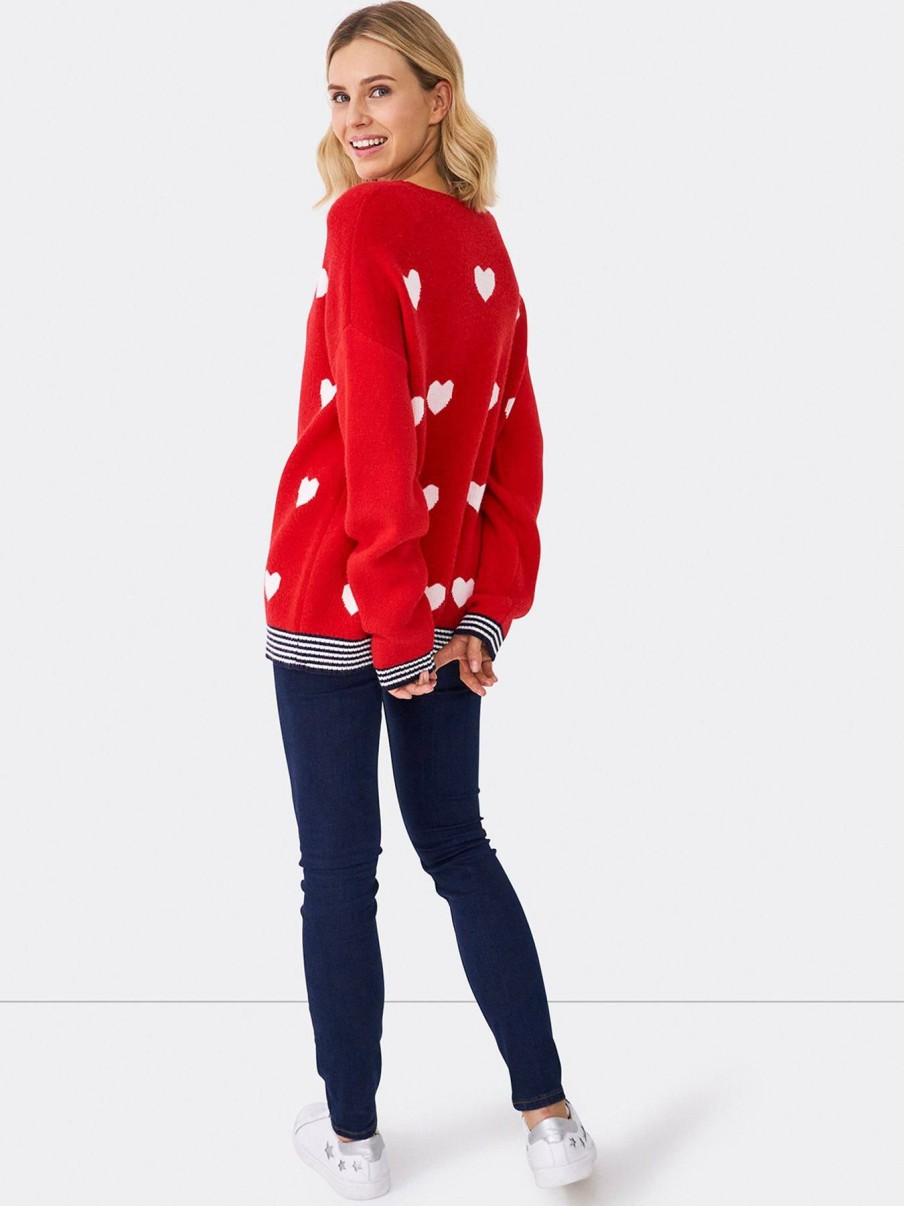 Clothing * | Crew Clothing Online Discount Kind Heart Jumper -Red