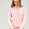 Clothing * | Adidas Online Discount Essential 3 Stripe Cropped Hoodie Pink