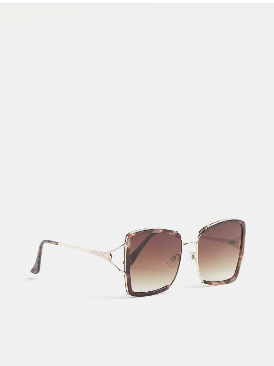 Accessories * | River Island Discount Glam Oversized Metal Sunglasses Gold