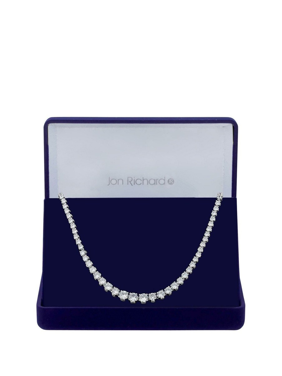 Accessories * | Jon Richard Premium Cubic Zirconia Graduated Crystal Tennis Necklace Silver