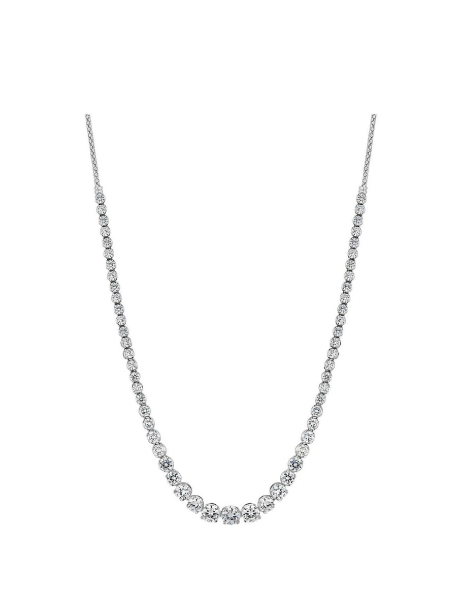 Accessories * | Jon Richard Premium Cubic Zirconia Graduated Crystal Tennis Necklace Silver